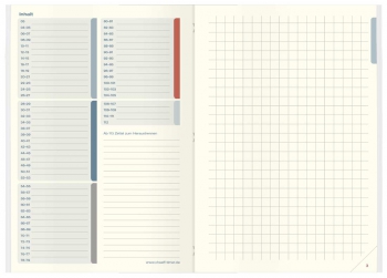 Inhaltsverzeichnis: Notizbuch mit karierten und Blanko-Seiten