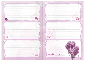 Kalendarium Girly: Aufgabenheft Schulstuff Thema