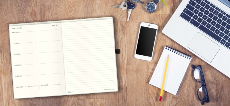 Der Wochenkalender: Links Kalender, rechts Notizen!