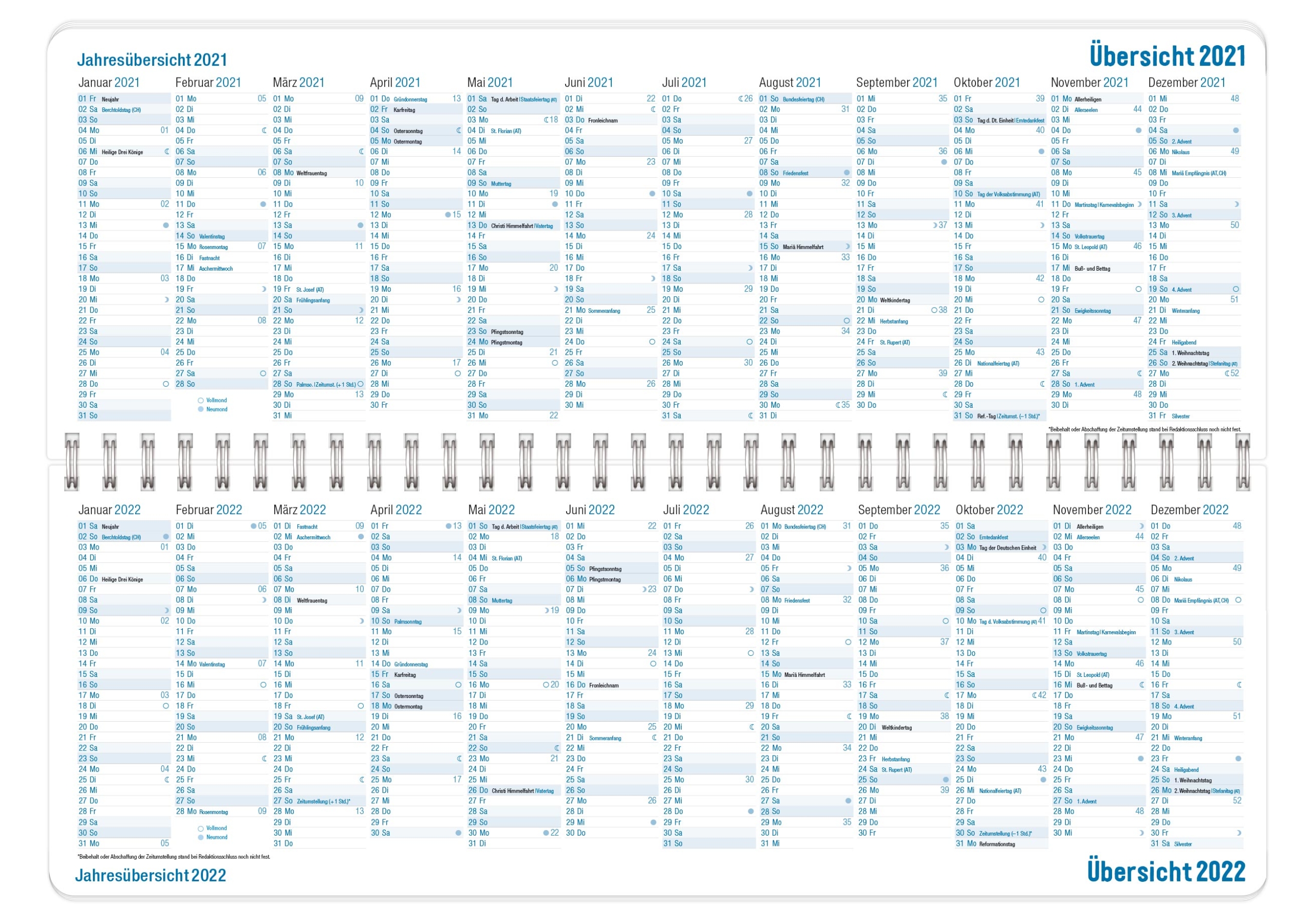 Tischkalender Mit Spiralbindung Im Schmalen Querformat