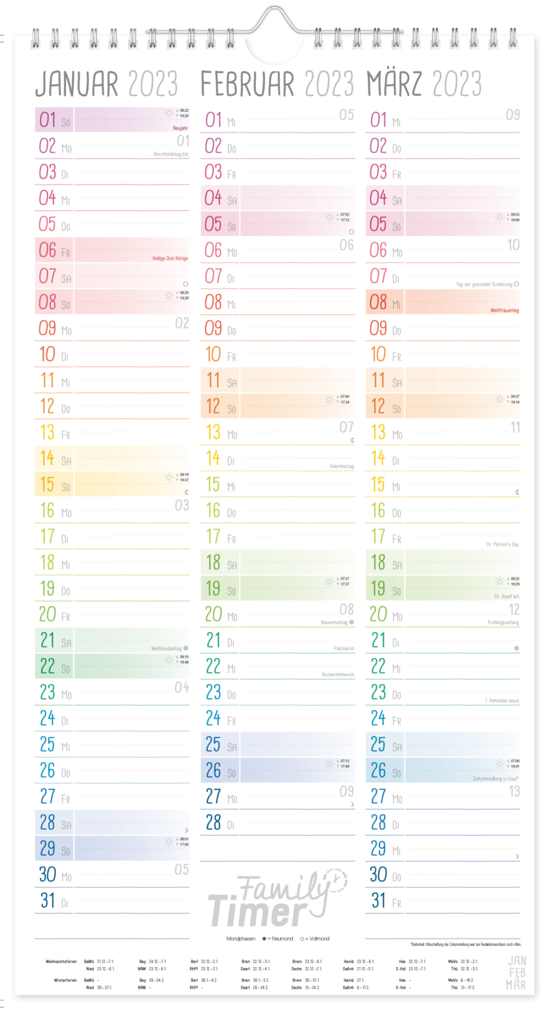 Der übersichtliche FamilienWandkalender 2021/22!