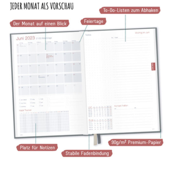 Chäff Business-Timer 22/23 Terminkalender Aufteilung 2