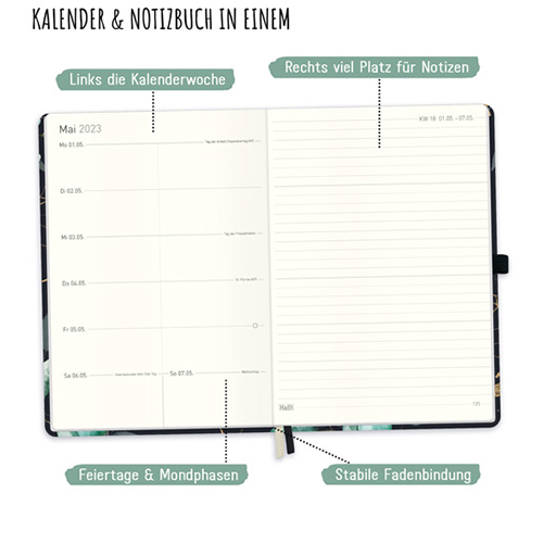 2022: Terminkalender mit Uhrzeiten 5 bis 23h Tag Soft-Cover Grau Buchkalender Jahresplaner 1 Woche auf 2 Seiten mit Zeit A4 Wochenplaner mit Zeiteinteilung Kalenderbuch Planer Organizer .. 