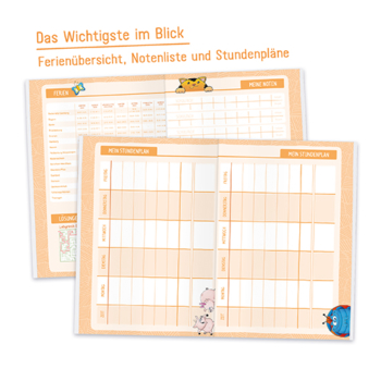 Grundschul-Hausaufgabenheft 22/23 - Notenliste & Stundenplan