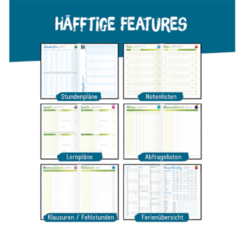 Häfft Deluxe 22/23 - Hausaufgabenheft - Features