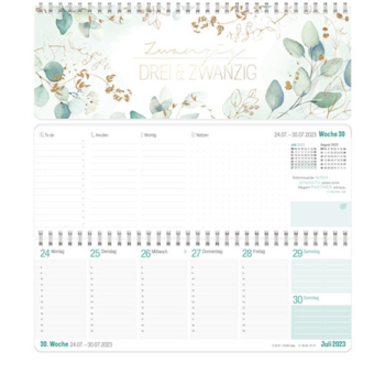 Wochen-Tischkalender 2023_Blattgold aufgeklappt