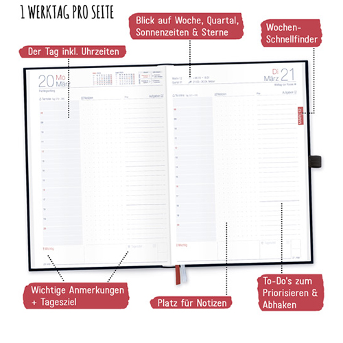 Organizer Day by Day 2023- Tageskalender 2023 - Aufteilung