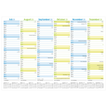 Tafelkalender A4 2023 blau grün - Rückseite