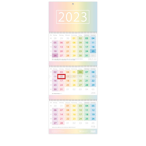 3-Monatskalender 2023 Rainbow aufgeklappt