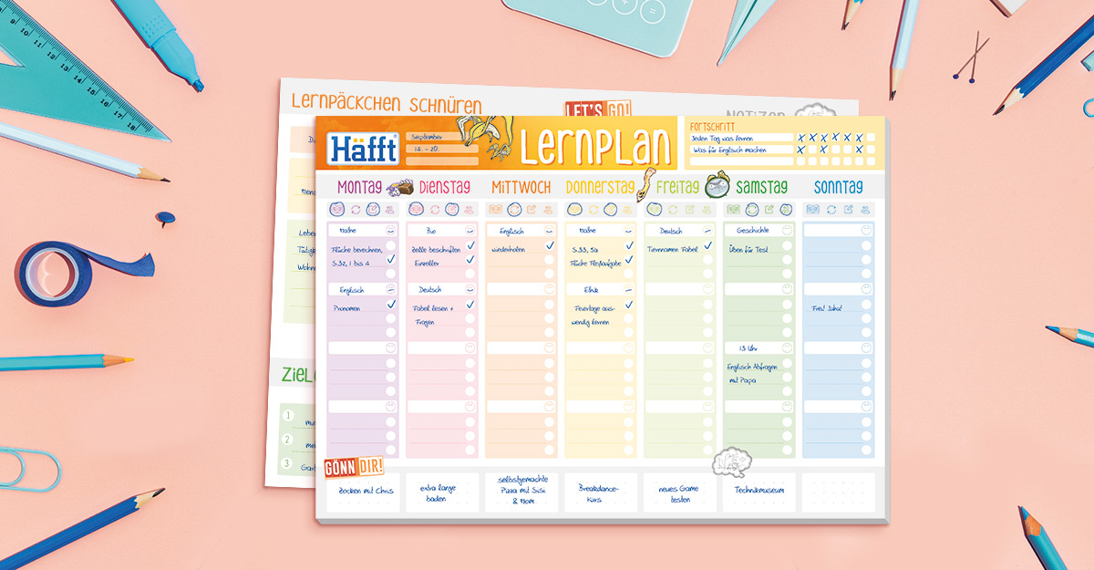 Tischblock Häfft Lernplan A4 - Anwendungsbeispiel