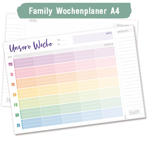 Family-Wochenplaner-Block A4- Designauswahl