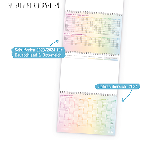 3-Monatskalender 2023 Rainbow - Rückseite
