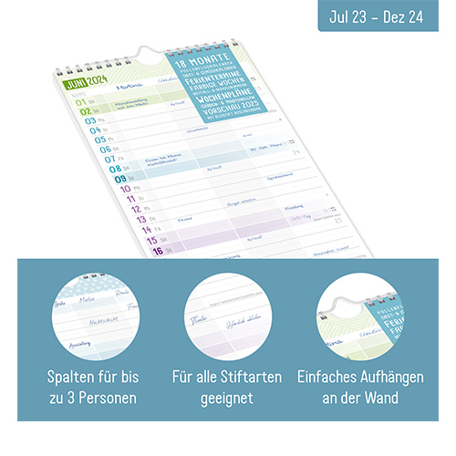 Planer für Zwei Wandkalender 2023 2024 - Aufbau