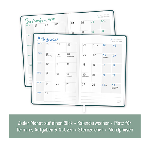 Großdruck-Kalender 2025 A5 - Monatsübersicht