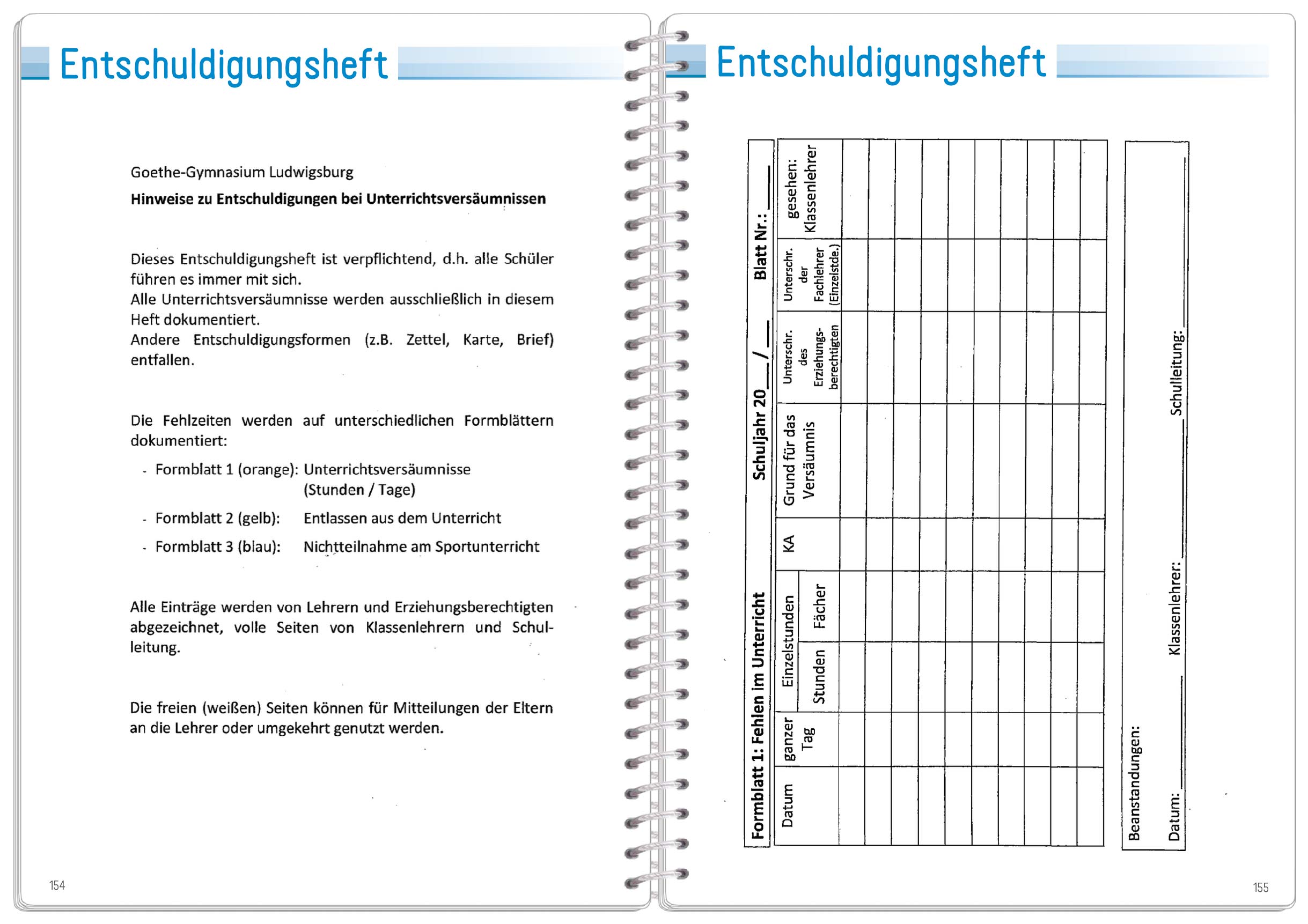 SchülerPlaner individuell - Beispiel Innenseite 2