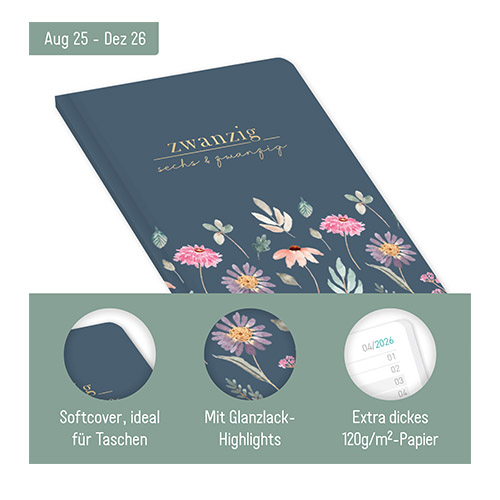 Monatskalender Pocket slim 2025 2026 - Aufbau