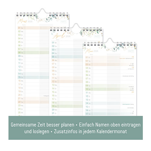 Planer für Zwei kompakt 2025 2026 Wandkalender -monatliche Zusatzinfos
