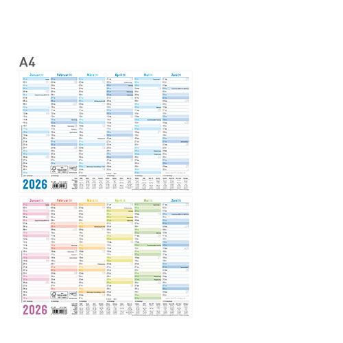 Tafelkalender A4 2026 - Designs