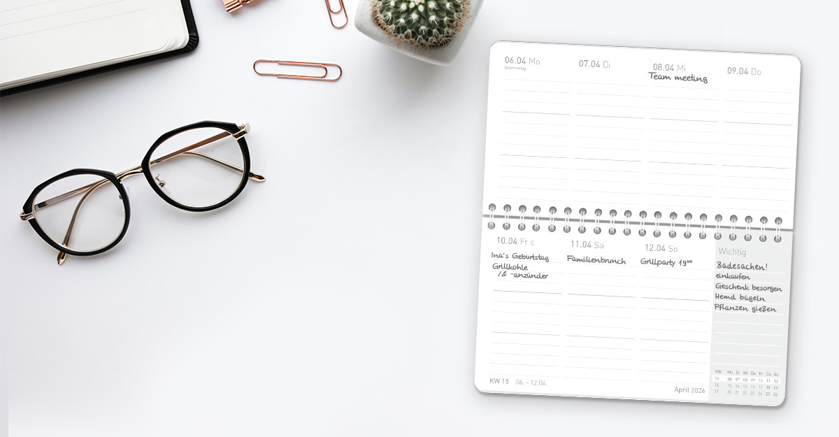 Tischkalender Pocket 2026 – Anwendungsbeispiel