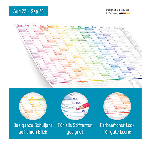 Schuljahres-Wandkalender 2025 2026 -Aufbau