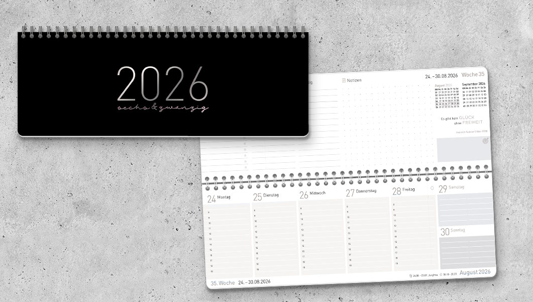Tischkalender 2026 - Schwarz
