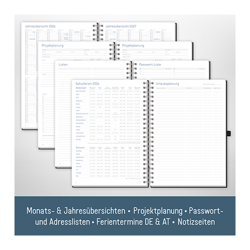 Business-Timer Maxi A4 2026 - Jahresübersicht und mehr