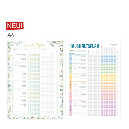 Haushaltsplan Tischblock A4- Designs