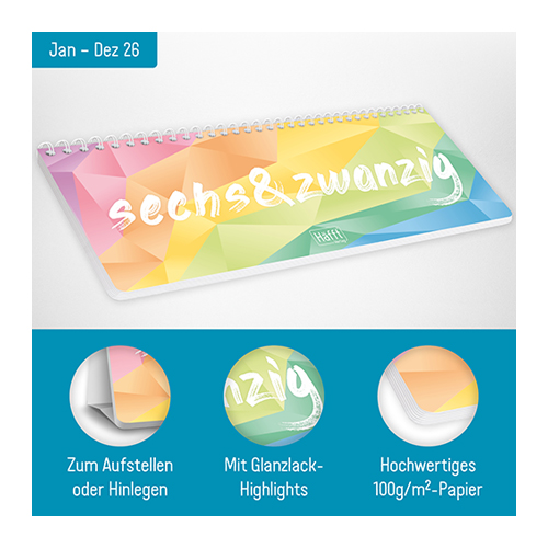 Tischkalender 2026 Rainbow mit Aufsteller - Aufbau