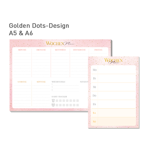 Wochenplaner Blöcke A5 A6 - Golden Dots Design