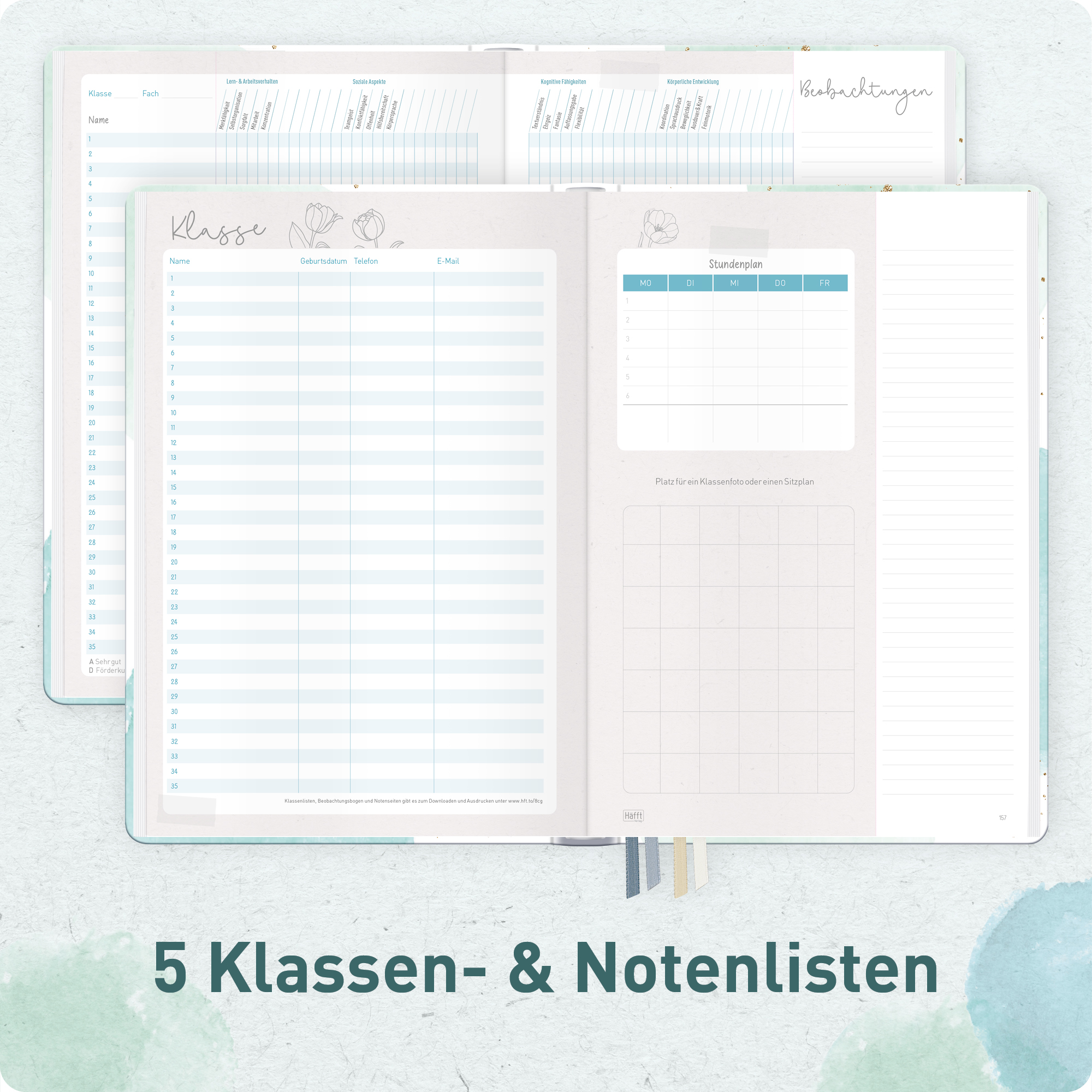 Lehrer-Planer Grundschule A4+ 2026/2027 - Klassen- und Notenlisten