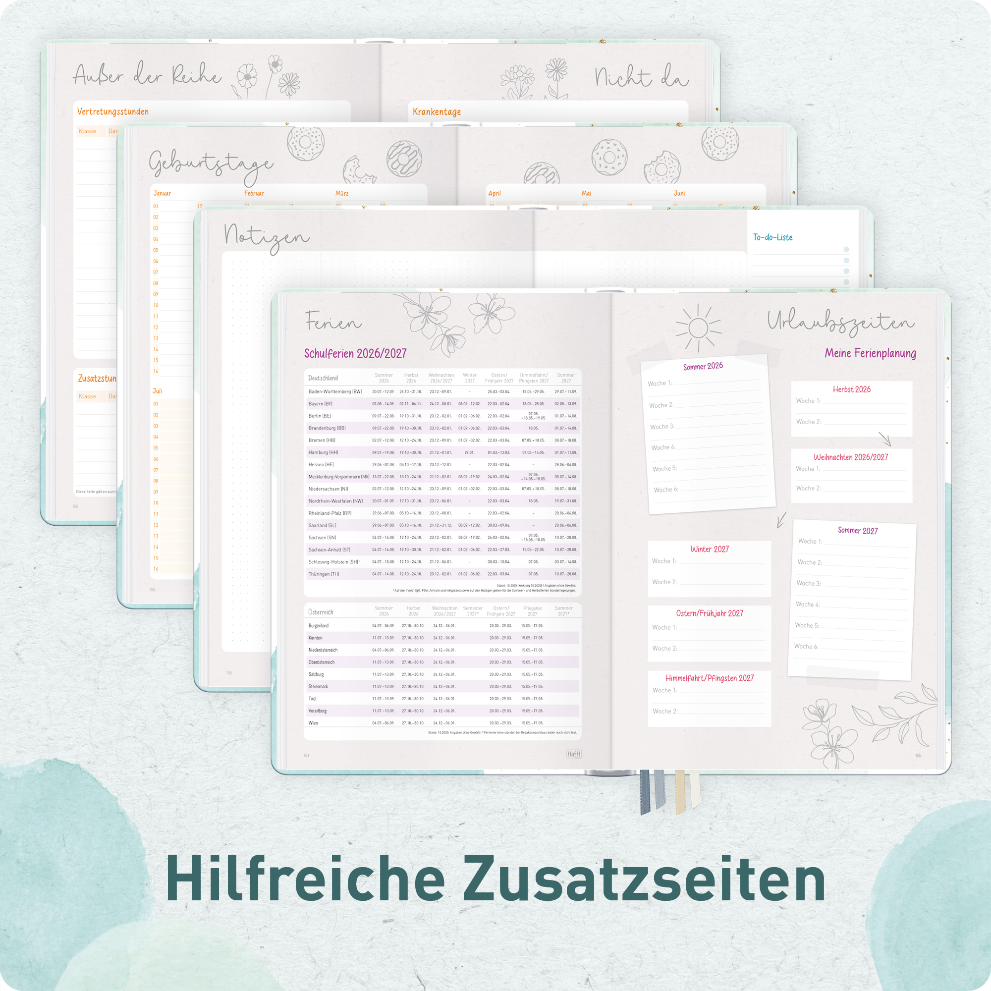 Lehrer-Planer Grundschule A4+ 2026/2027 - Zusatzseiten