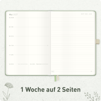 Notiz-Timer A5 2026 2027 - Wochenübersicht