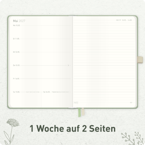 Notiz-Timer A5 2026 2027 - Wochenübersicht
