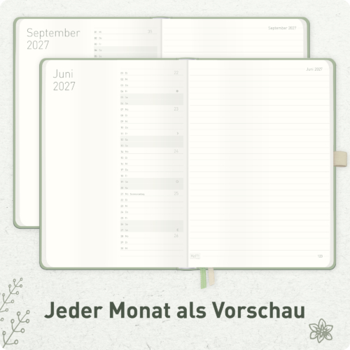 Notiz-Timer A5 2026 2027 - Monatsübersicht