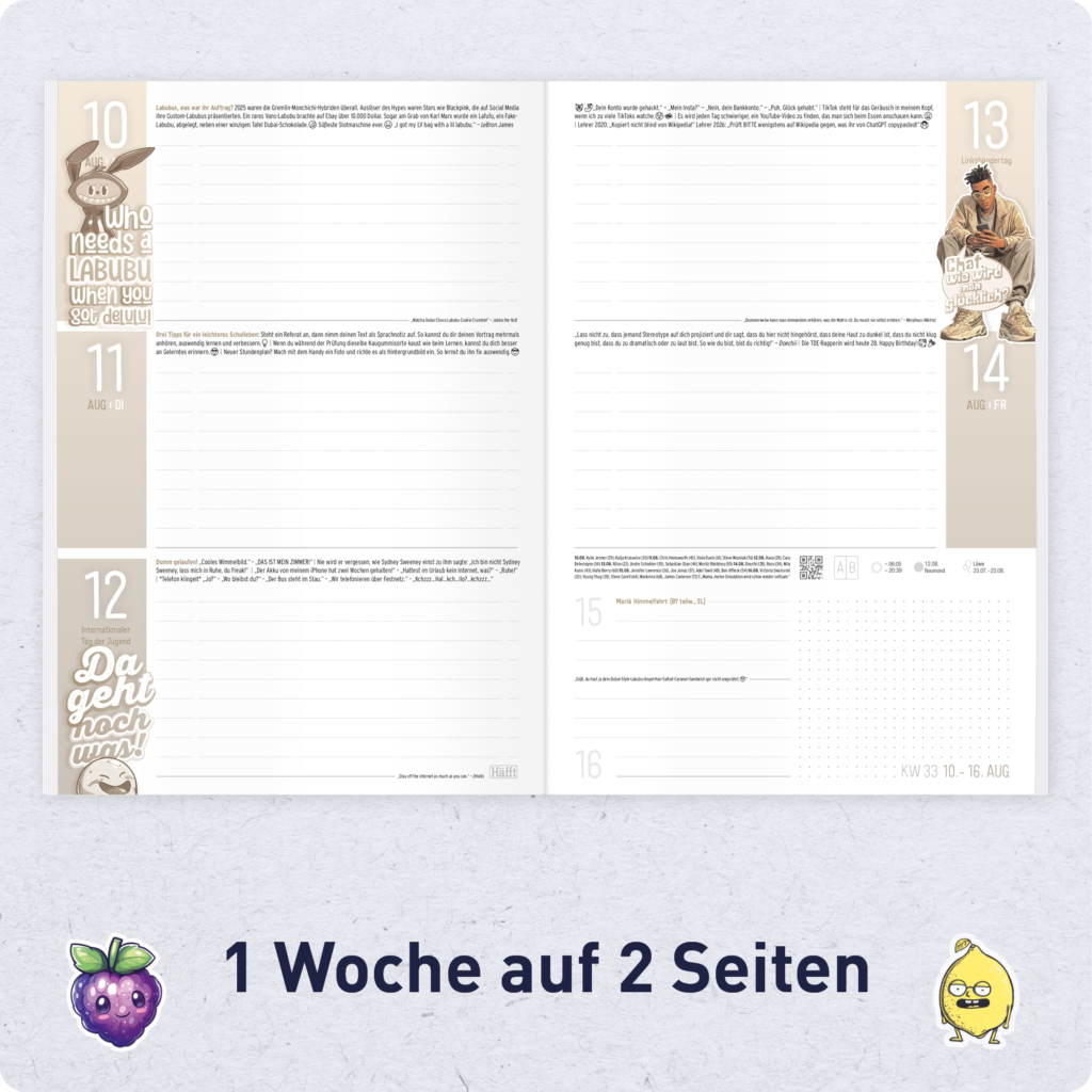 Häfft Planer A5 2026 2027 - Wochenübersicht