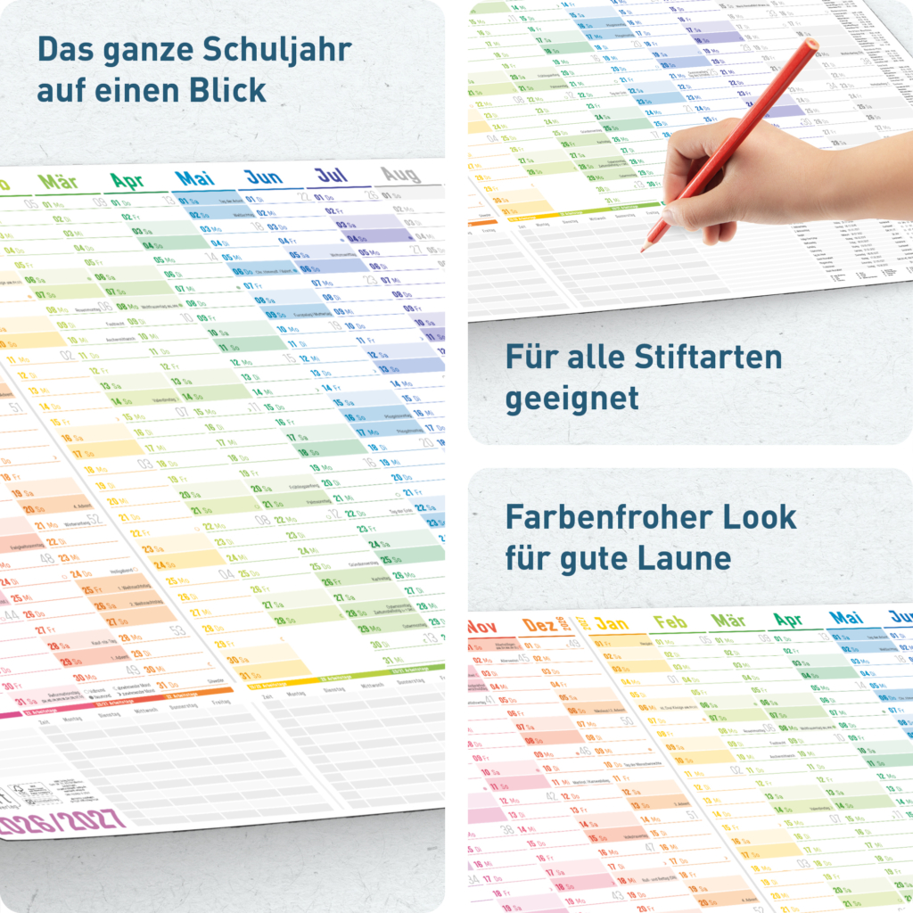 Schuljahres Wandkalender 2026 2027 - Aufbau