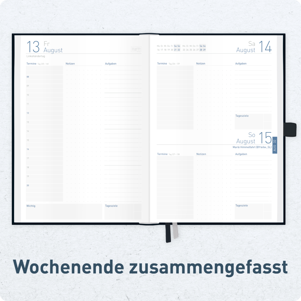 Organizer Day by Day A5 2027 - Wochenende zusammengefasst