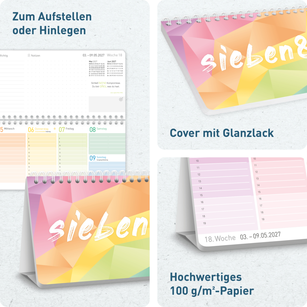 Tischkalender 2027 - Design Rainbow Aufbau