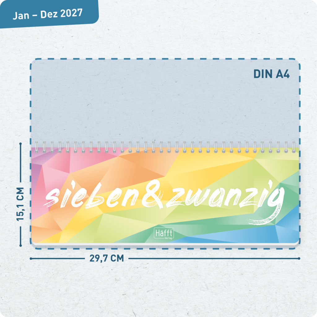 Tischkalender 2027 - Design Rainbow Größe
