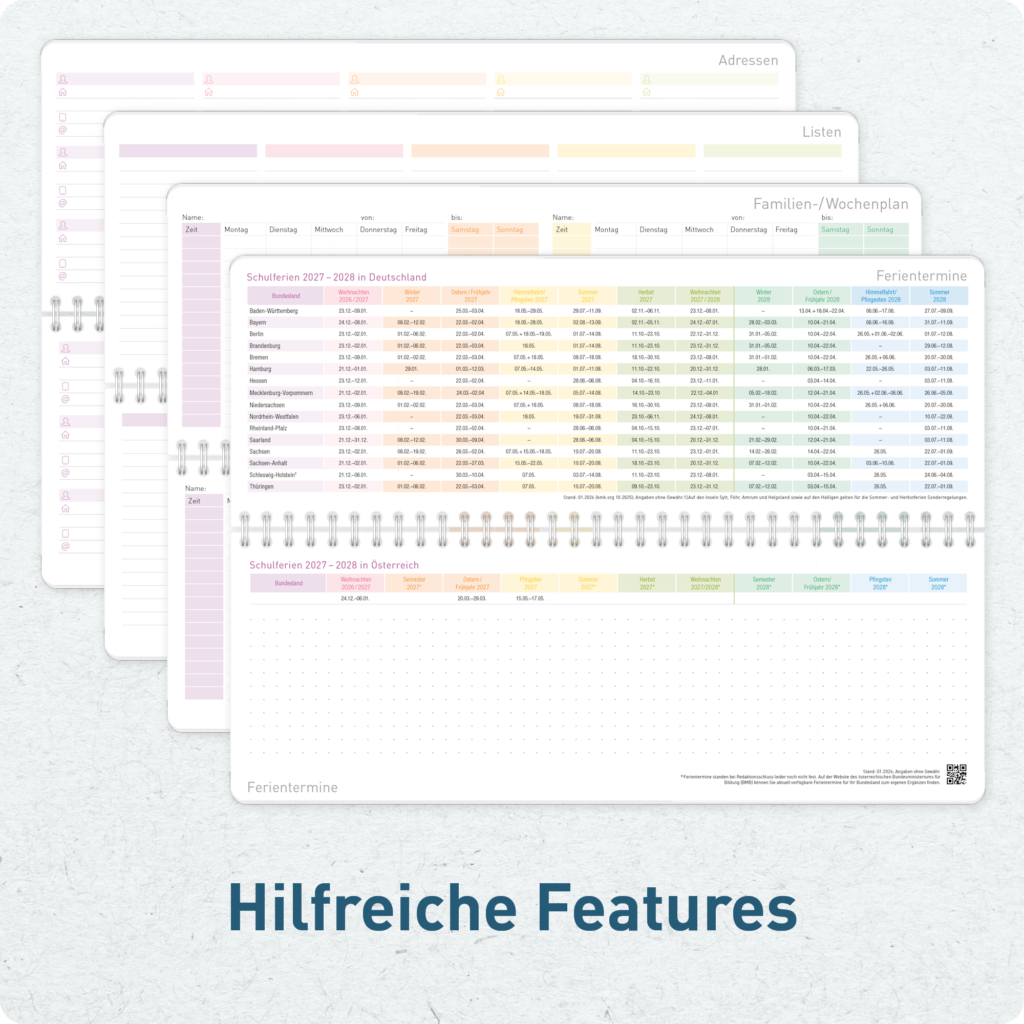 Tischkalender 2027 - Design Rainbow Hilfreiche Seiten