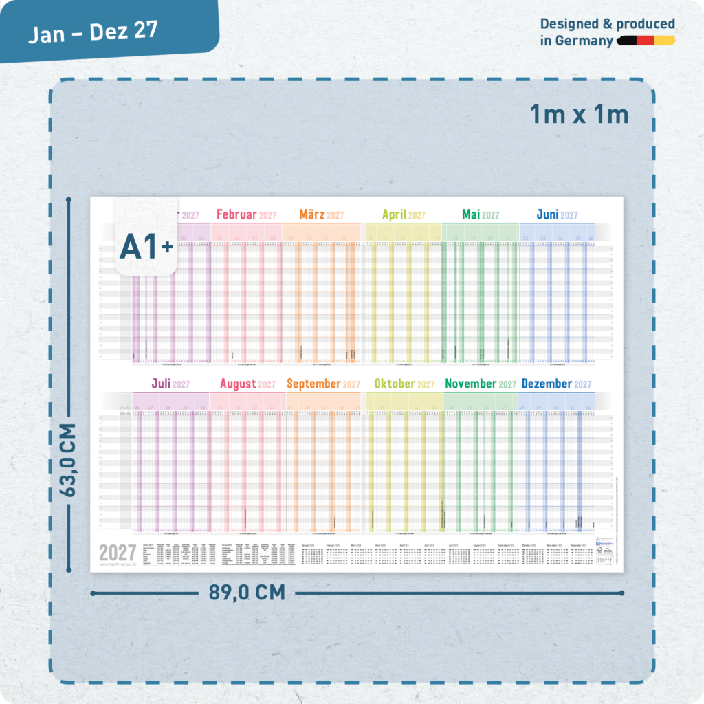 Teamkalender - Urlaubskalender 2027 - Größe A1