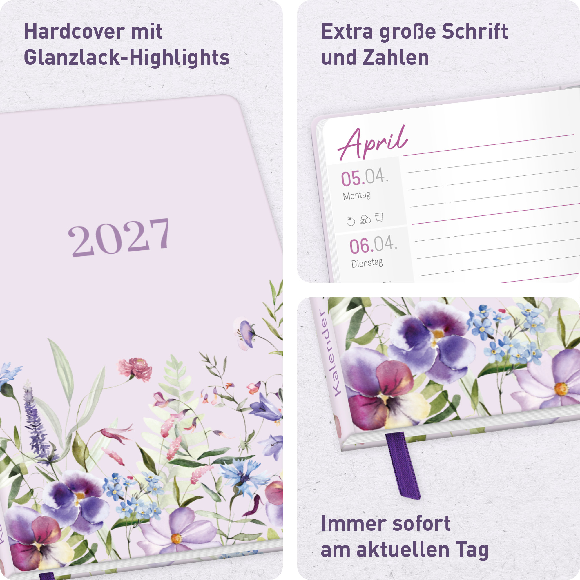 Großdruck-Kalender A5 2027 - Aufbau
