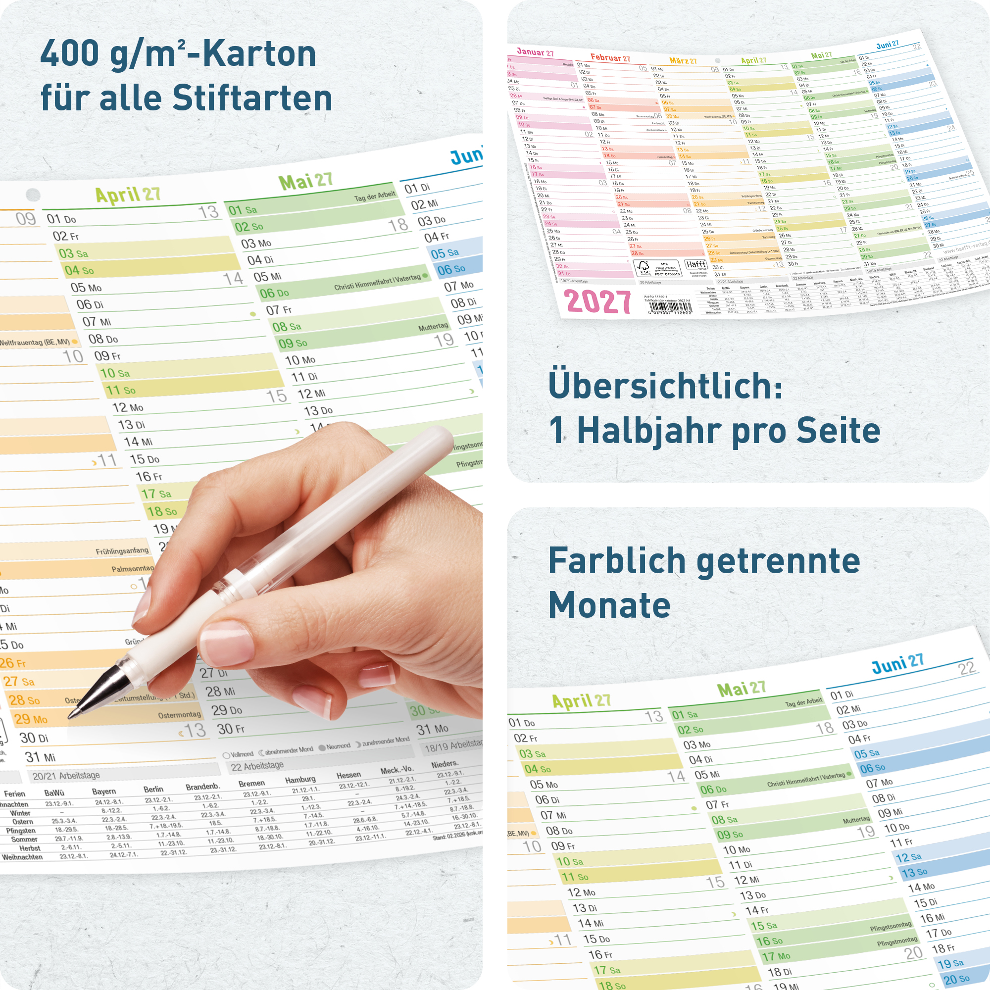 Tafelkalender A4 2027 - Aufbau